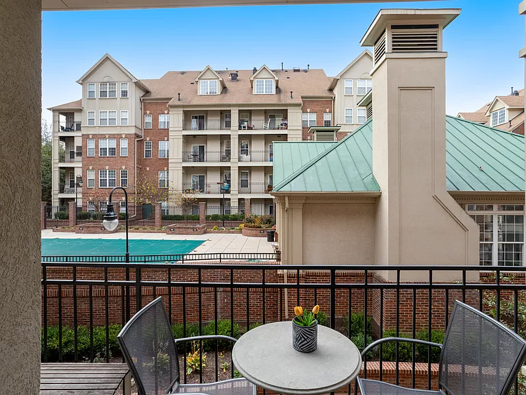 balcony overlooking the pool