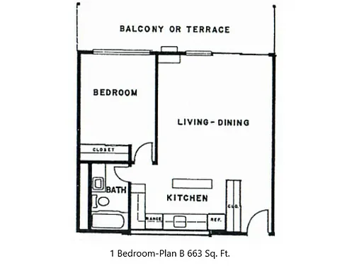 Floor plan 1x1B
