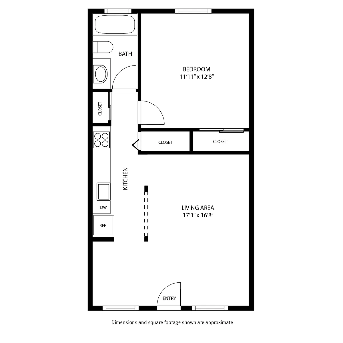 Floor plan 1 Bedroom / 1 Bath