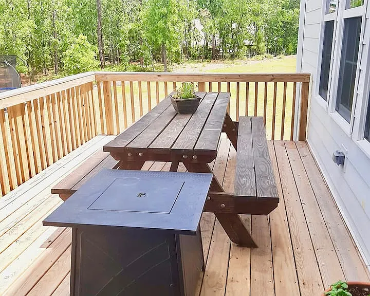 Back deck, shaded all day, with beautiful sunsets at night.