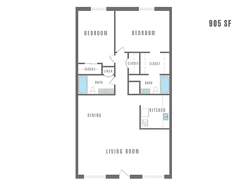 Floor plan 2 Bedroom 2 Bath