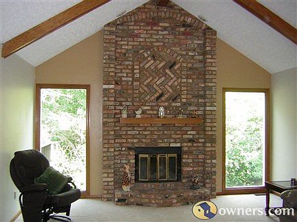 Cathedral ceiling in living room