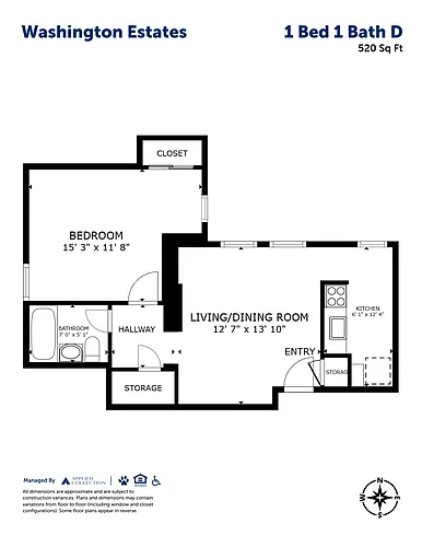 Floor plan 1 Bed 1 Bath D