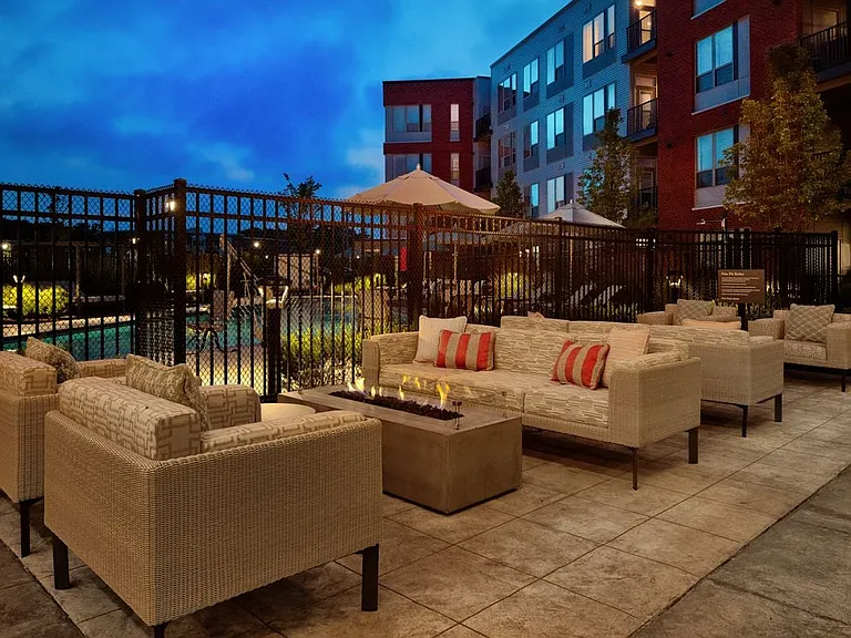 Outdoor lounge with firepits