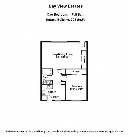 Floor plan 1 BR w/ Living Room