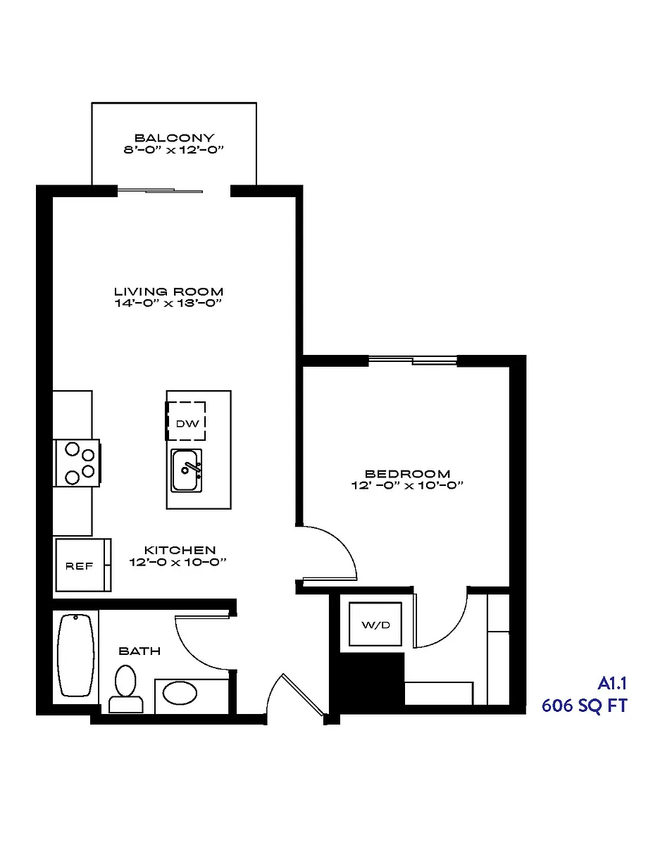 Floor plan 1 Bed/1 Bath