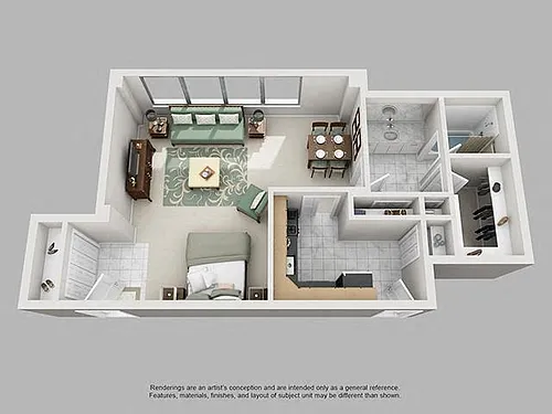 Floor plan Studio, 1 Bath 701 SF 01A
