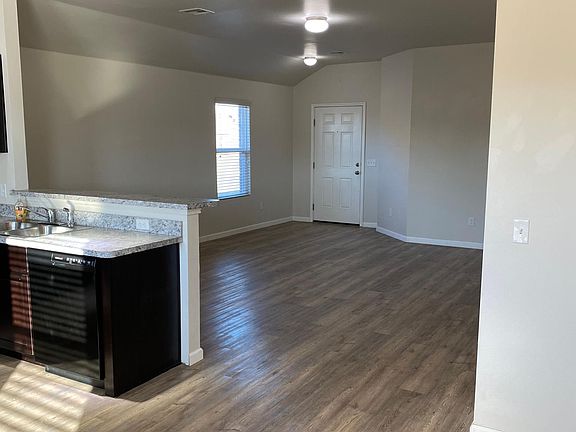 View from dining room into living area