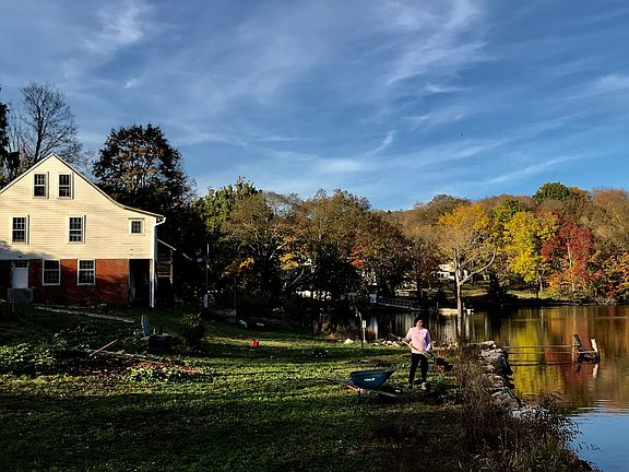 On a large plot of land with 300 feet of tidal water front.