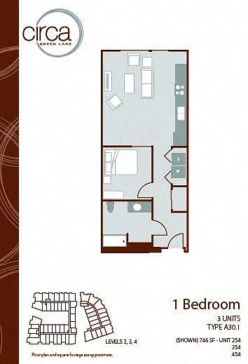Floor plan 1 Bedroom 1 Bath - A30.1