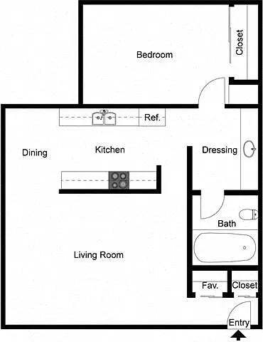 Floor plan 1 Bedroom 1 Bath