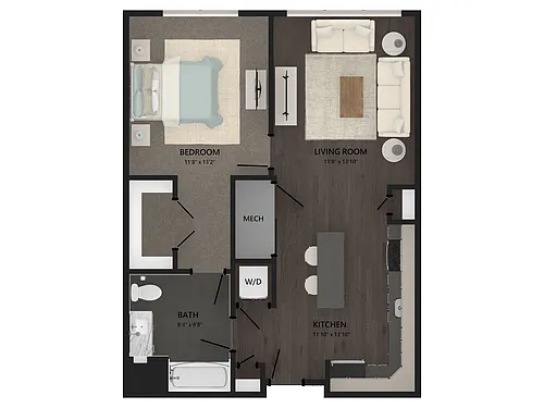Floor plan 1 Bed/1 Bath-A2
