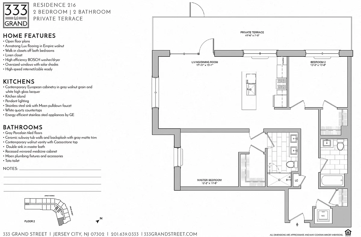 Floor plan 333 GRAND - 2 BEDROOM FLOOR PLAN AE