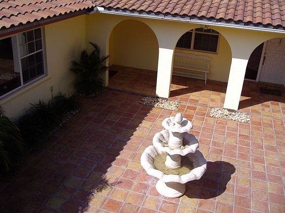 new roof, courtard, fountain