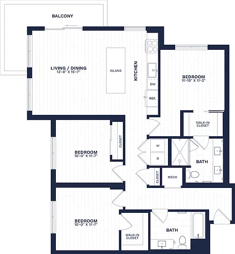 Floor plan 3 Bed/2 Bath-C1A