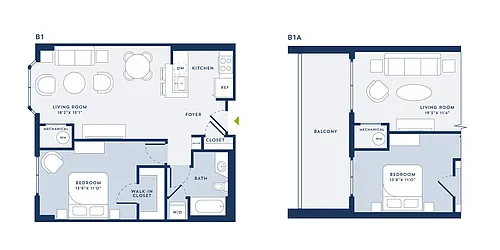 Floor plan 1 Bed/1 Bath - B1