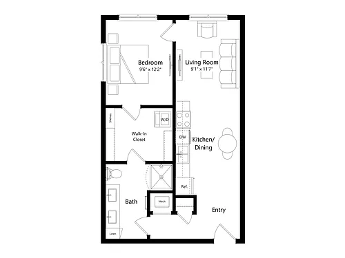 Floor plan A6 | 1 Bed | 1 Bath