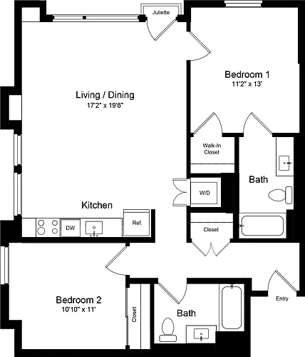 Floor plan 2 Bedroom LJ