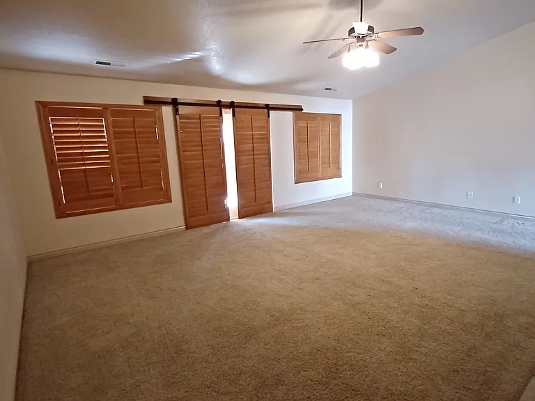 Family Room, with plantation shutters closed