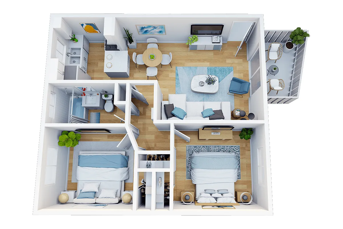Floor plan 2 Bedroom, 1 Bath