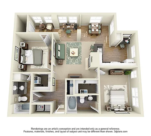 Floor plan 2 Bed 2 Bath Medium