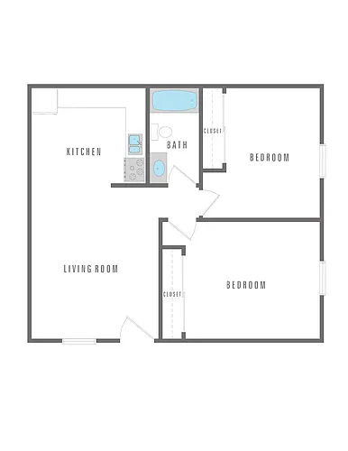 Floor plan 2 Bedroom 1 Bath