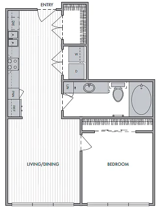 Floor plan 1 Bed_1 Bath_B