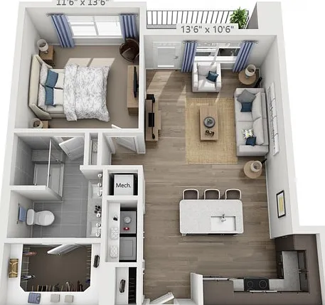 Floor plans are artist's rendering. All dimensions are approximate. Actual product and specifications may vary in dimension or detail. Not all features are available in every apartment. Prices and availability are subject to change. Floor plans are artist