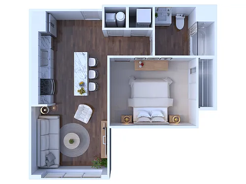 Floor plan 1 Bedroom/1 Bathroom-Jr. - B2
