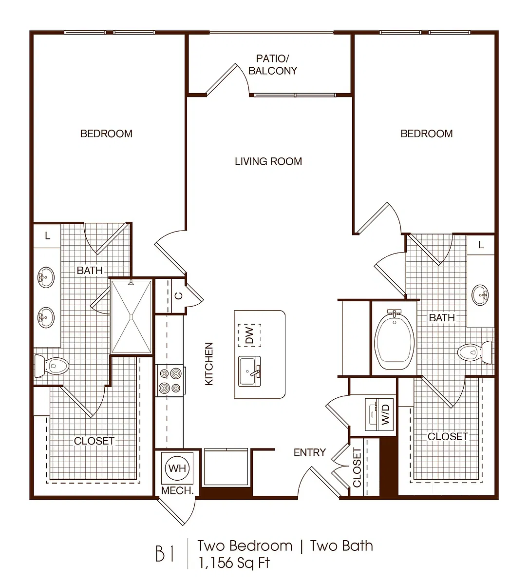 Floor plan 2 bedroom 2 bath