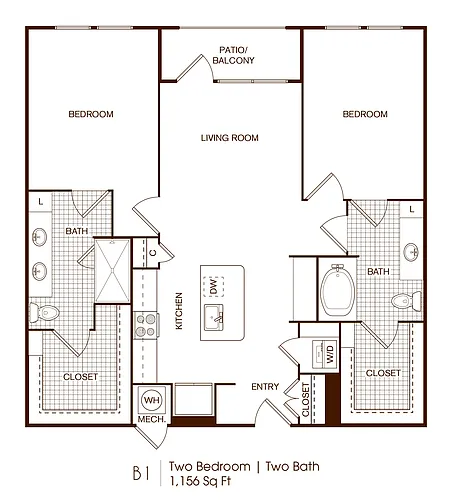 Floor plan 2 bedroom 2 bath