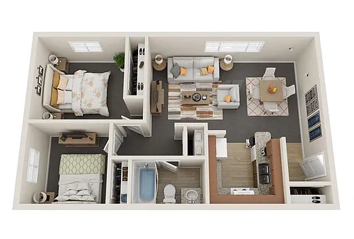 Floor plan 2 Bed / 1 Bath A