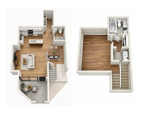 Floor plan A2 | 1 Bed | 1.5 Bath