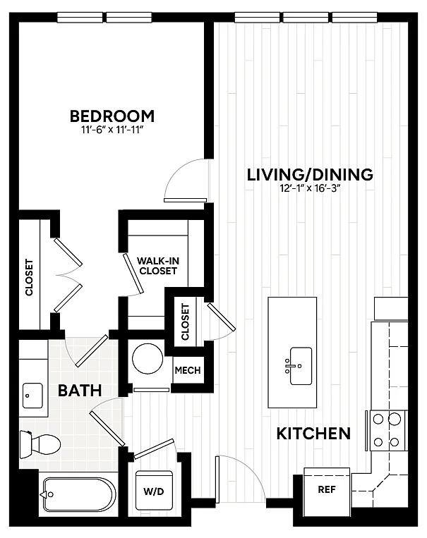 Floor plan 1 Bed/1 Bath-A2