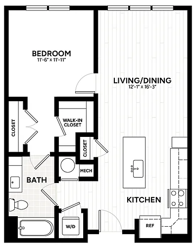 Floor plan 1 Bed/1 Bath-A2