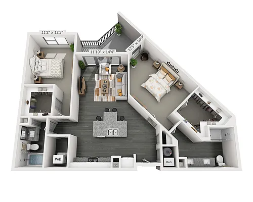 Floor plan Two Bedroom B2D