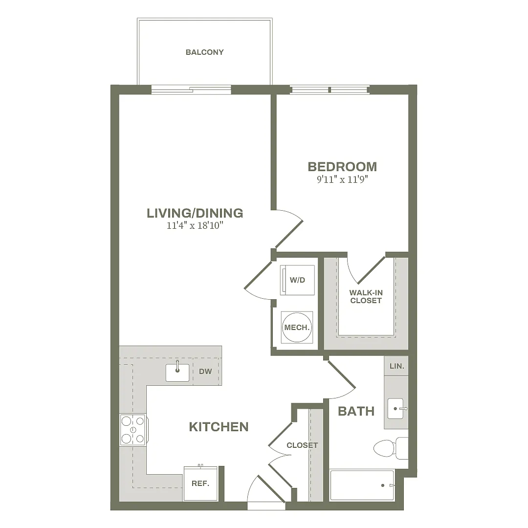 Floor plan 1 Bed Type 2