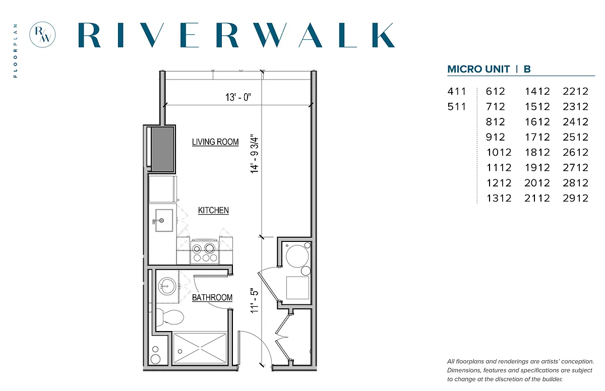 Floor plan Studios from 2155