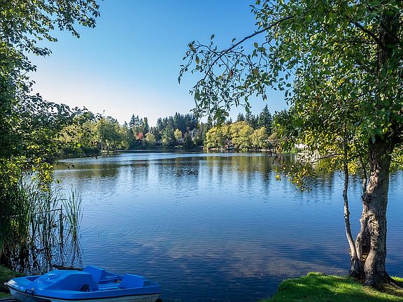Lake is across the street