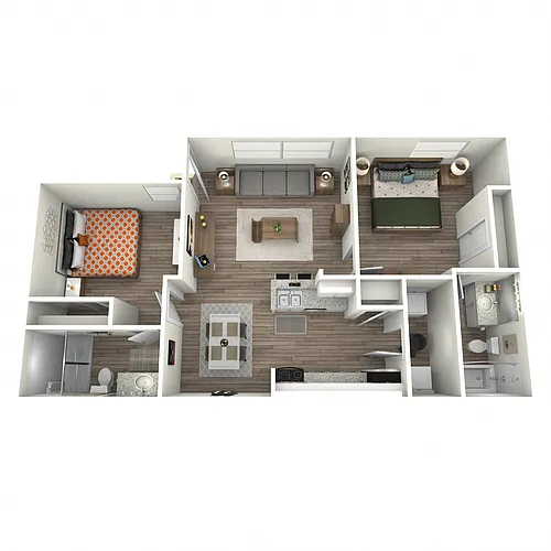 Floor plan Upgraded - 2 Bed 2 Bath