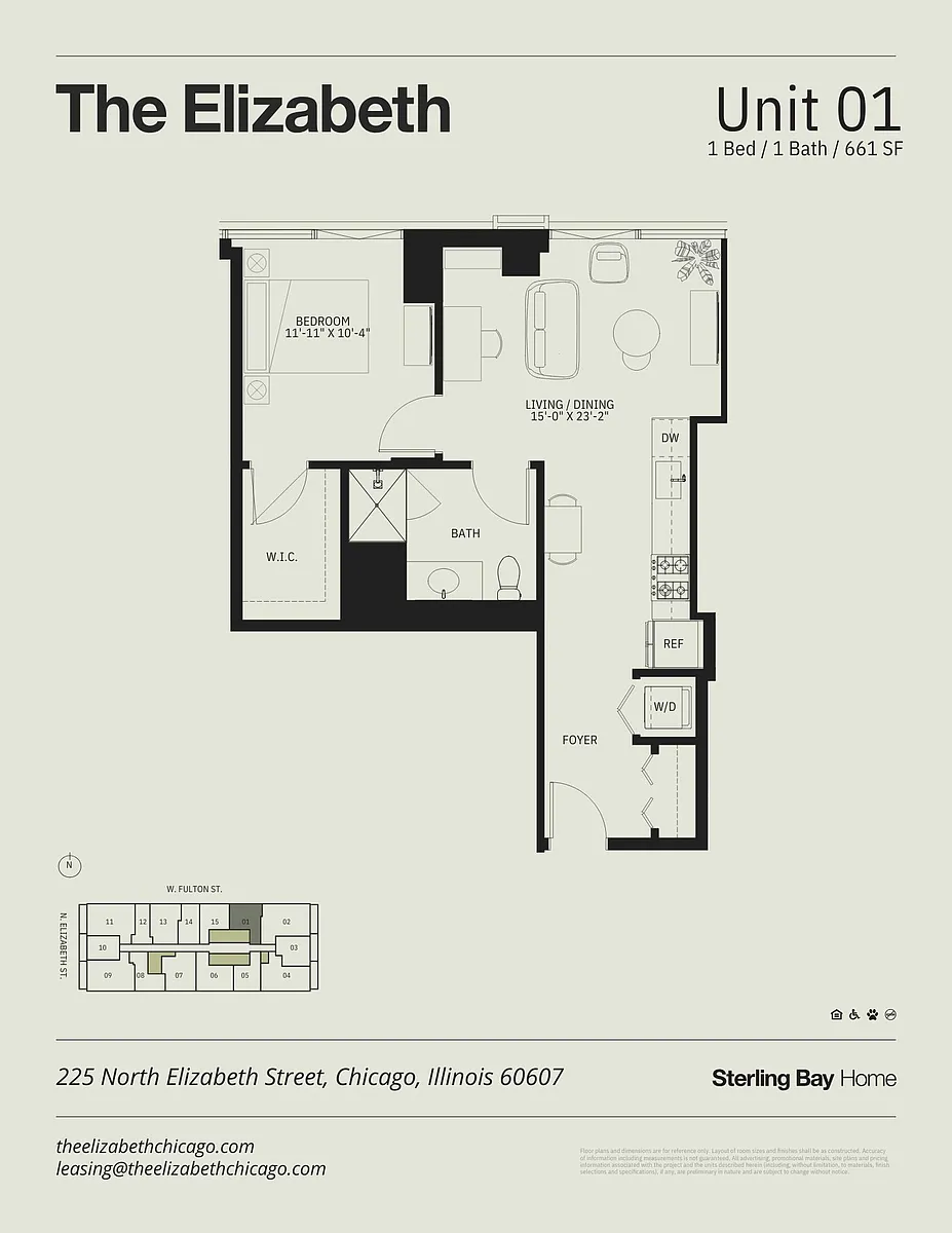 Floor plan 01 - 1Bed/1bath, Upper