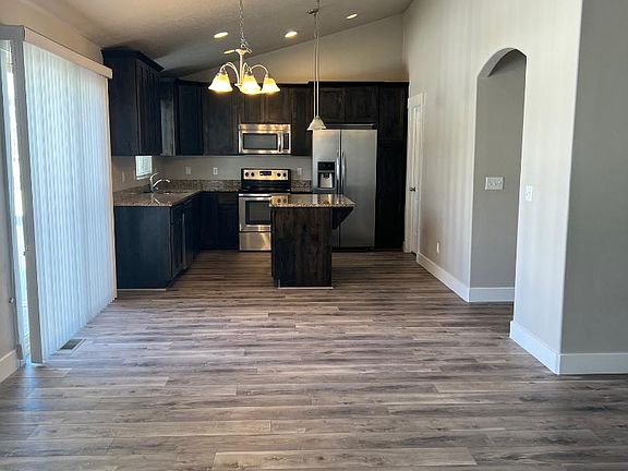 View of kitchen from living room