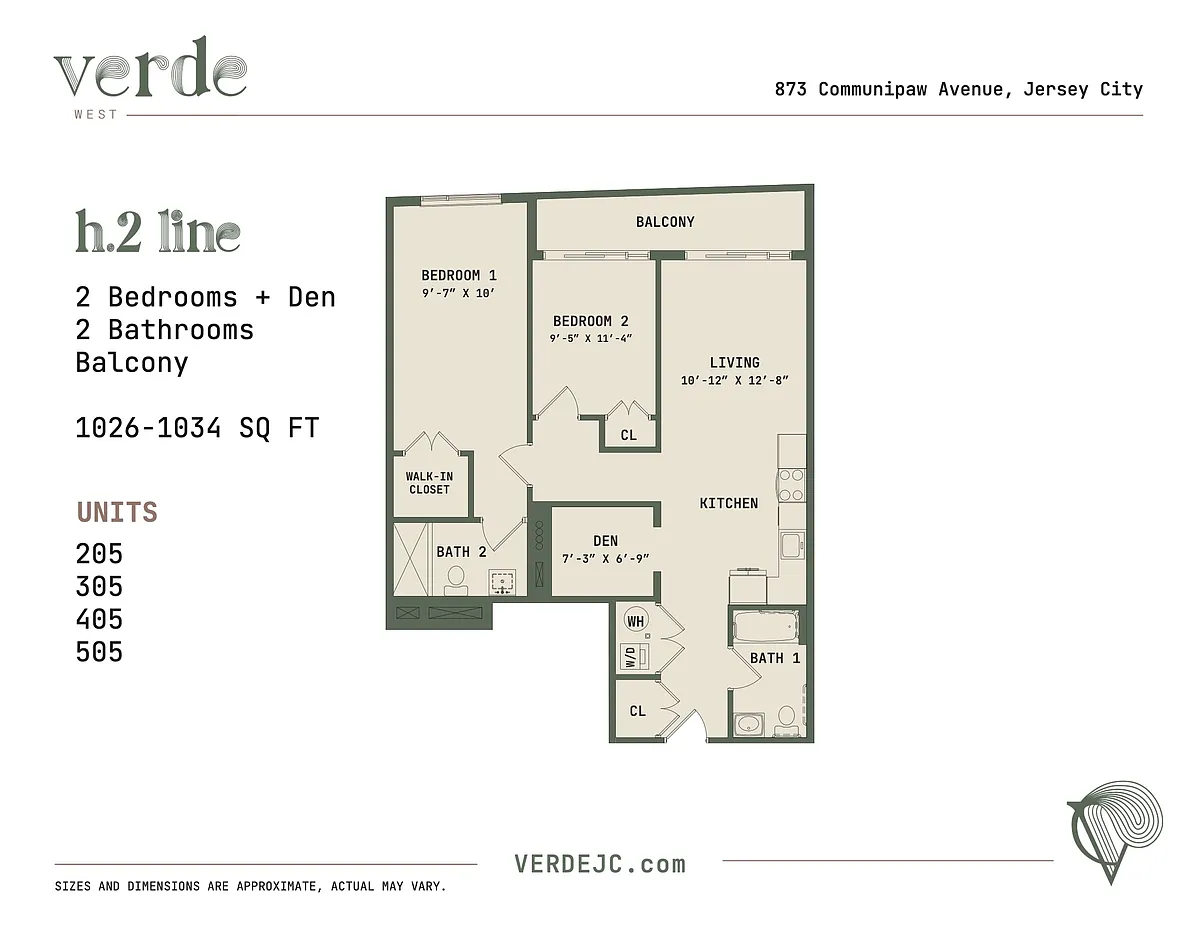 Floor plan H2 - Two Bedroom with Den