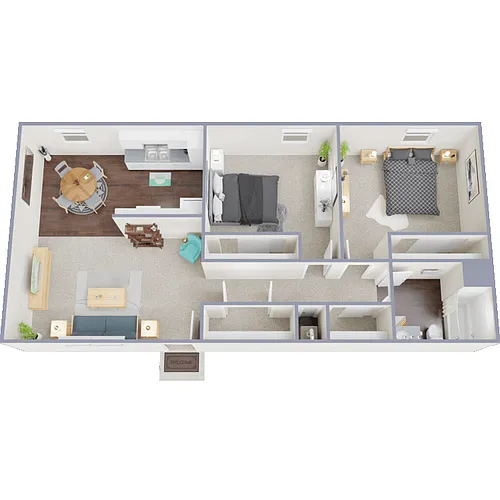 Floor plan 2 Bed 1 Bath B