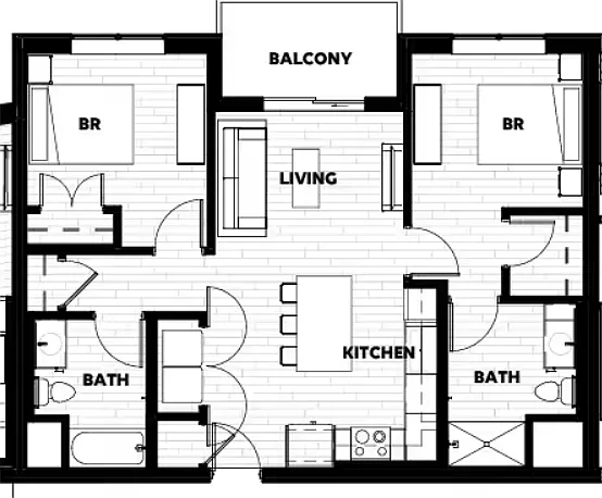 2B: Beds - 2: Baths - 2: SqFt - 988