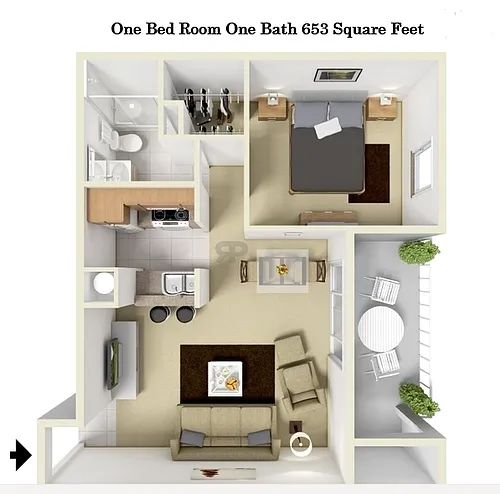 Floor plan 653 Sq Ft