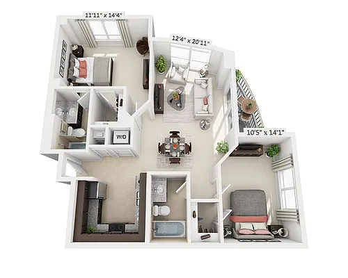 Floor plan Two Bedroom B2B