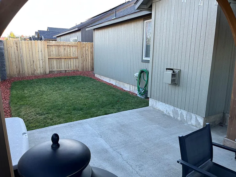 fenced back yard