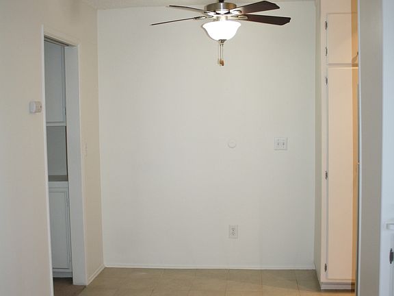 Dining area with celing fan