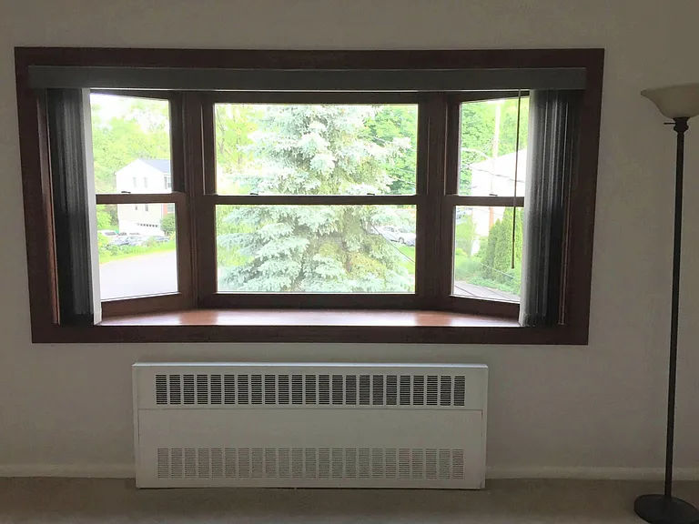 Bay window overlooking quiet cul de sac